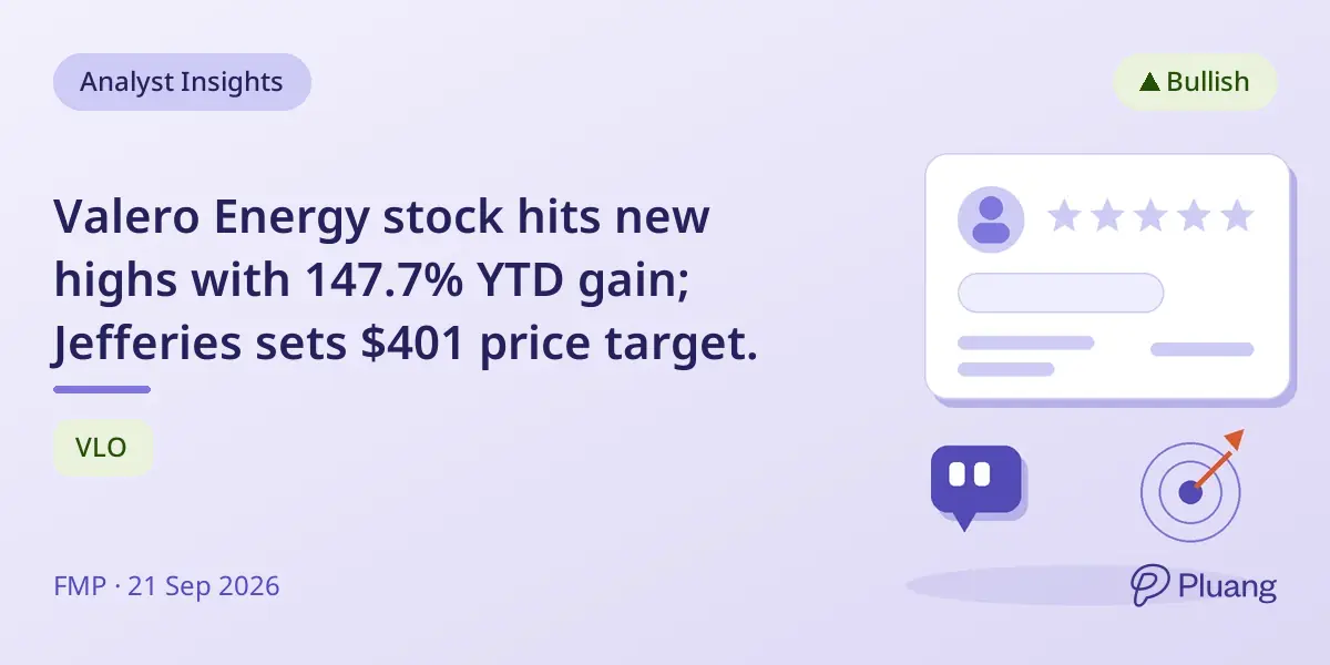 Valero Energy stock hits new highs with 147.7% YTD gain; Jefferies sets $401 price target.