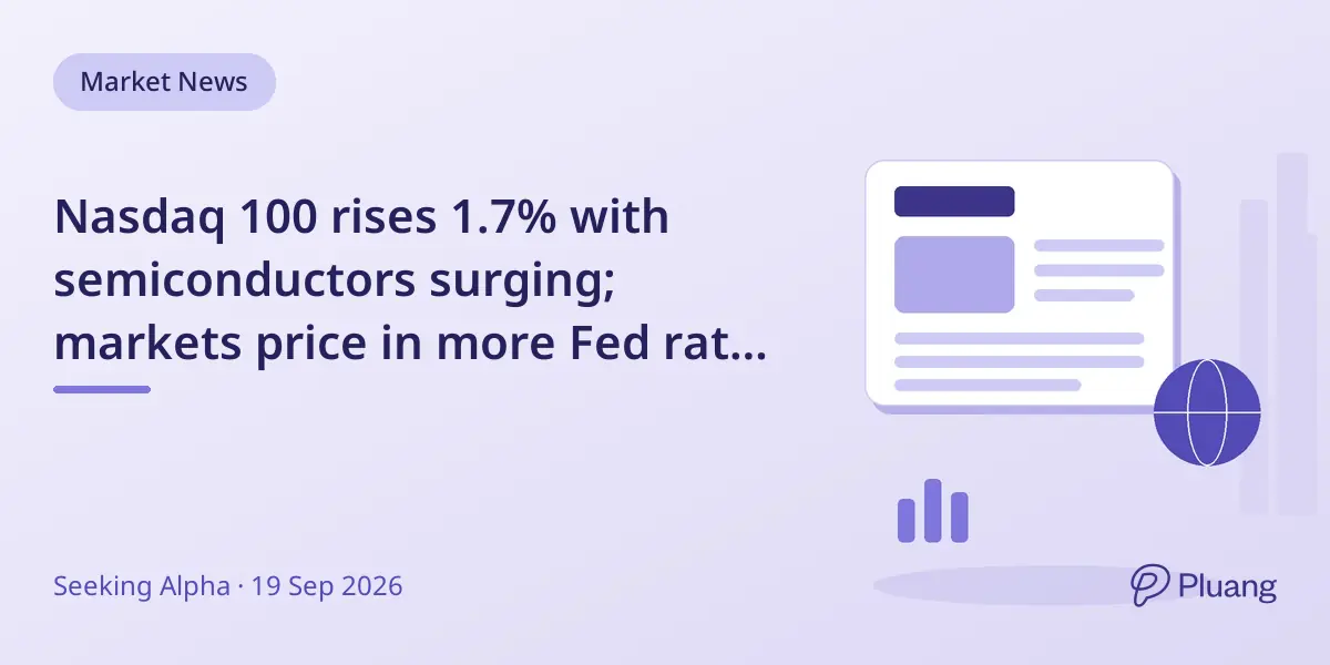 Nasdaq 100 rises 1.7% with semiconductors surging; markets price in more Fed rate hikes by 2027.