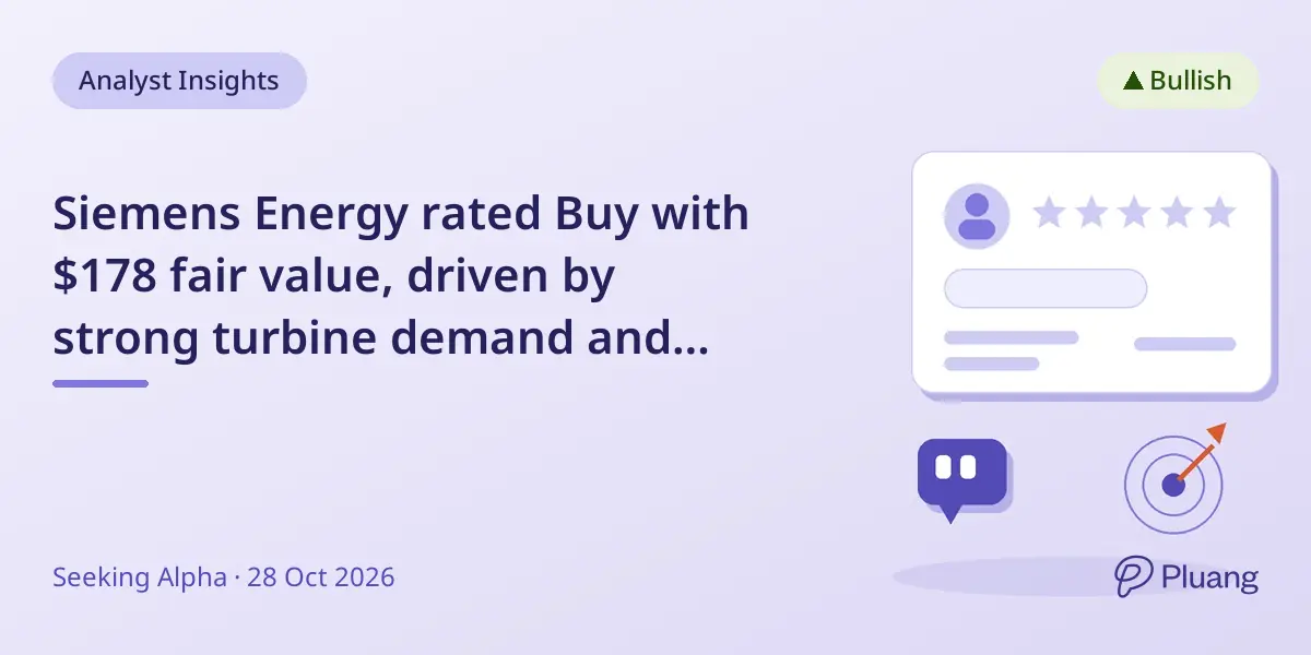 Siemens Energy rated Buy with $178 fair value, driven by strong turbine demand and solid order backlog.
