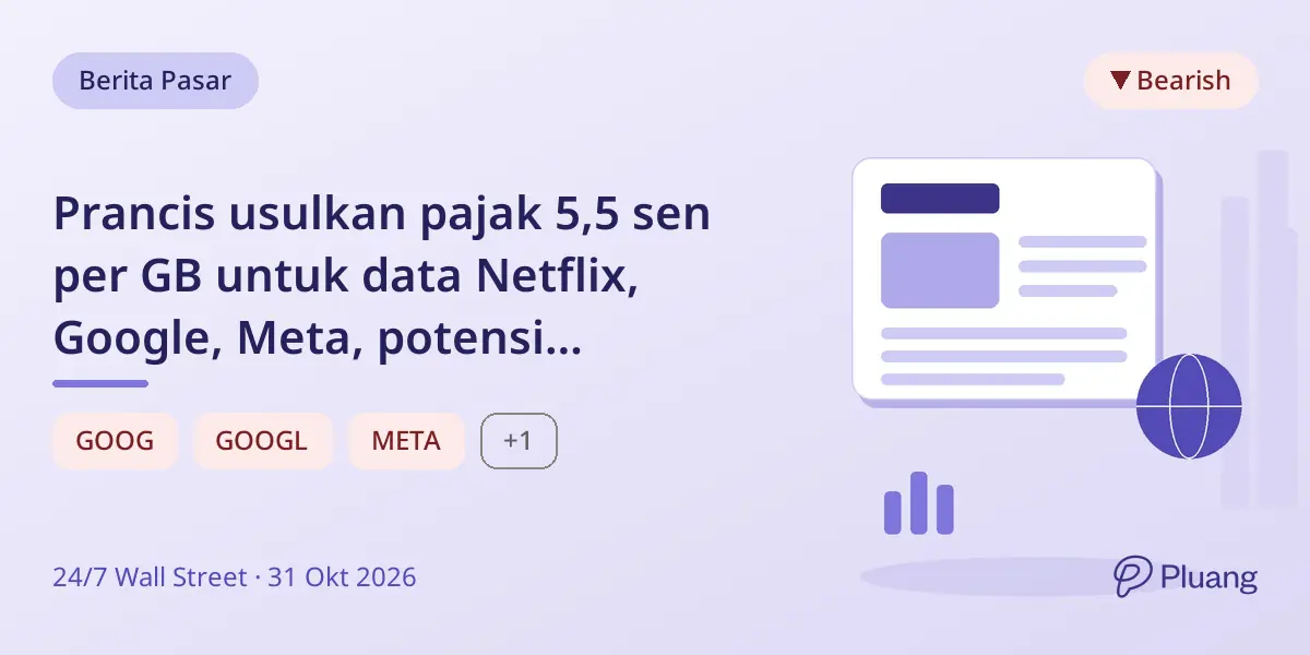 Prancis usulkan pajak 5,5 sen per GB untuk data Netflix, Google, Meta, potensi pendapatan miliaran euro.