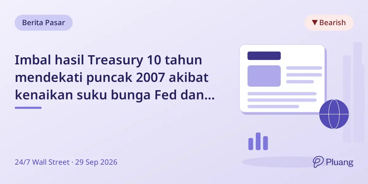 Imbal hasil Treasury 10 tahun mendekati puncak 2007 akibat kenaikan suku bunga Fed dan krisis energi.
