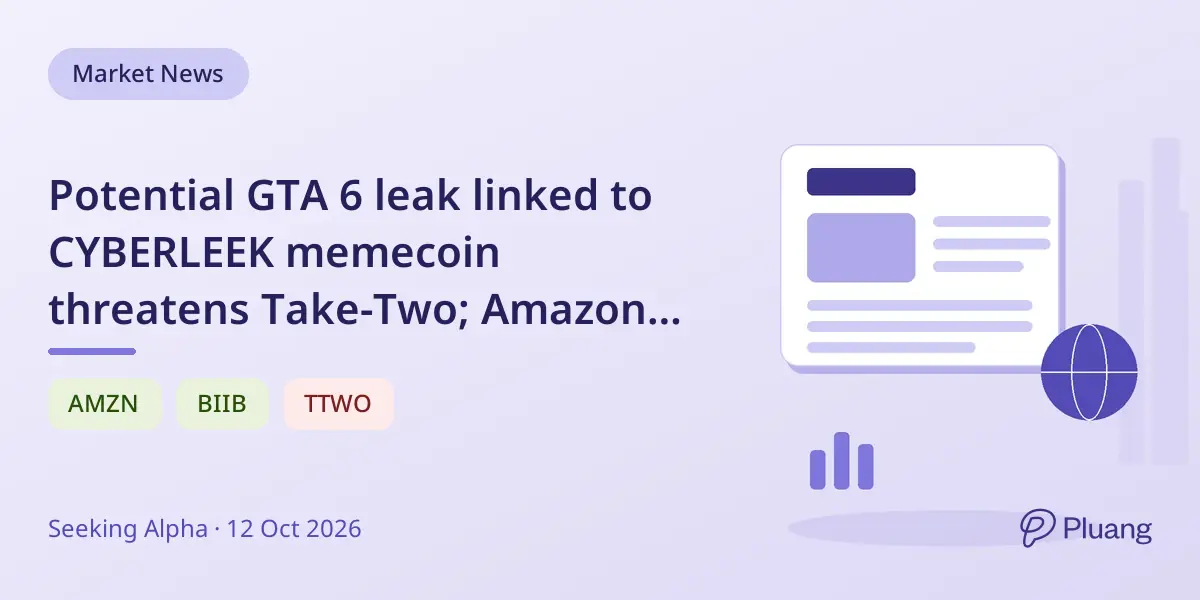 Potential GTA 6 leak linked to CYBERLEEK memecoin threatens Take-Two; Amazon eyes $7B AI startup deal.