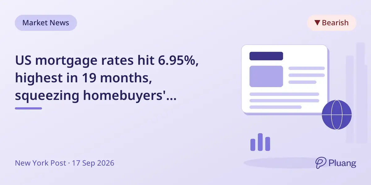 US mortgage rates hit 6.95%, highest in 19 months, squeezing homebuyers' budgets amid Fed rate hikes.