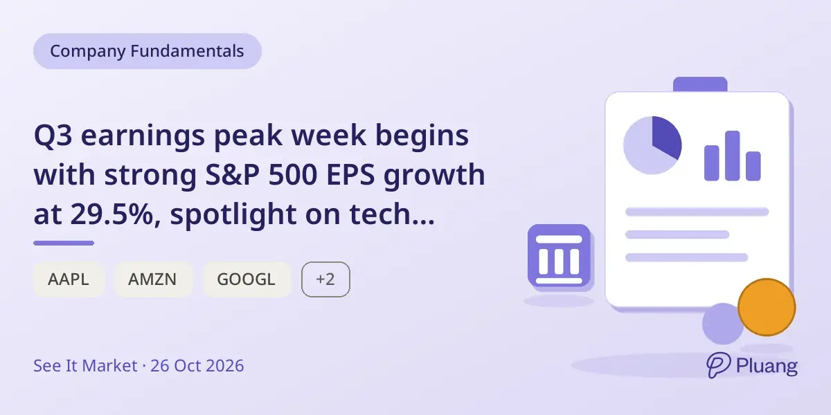 Q3 earnings peak week begins with strong S&P 500 EPS growth at 29.5%, spotlight on tech giants' AI spending.