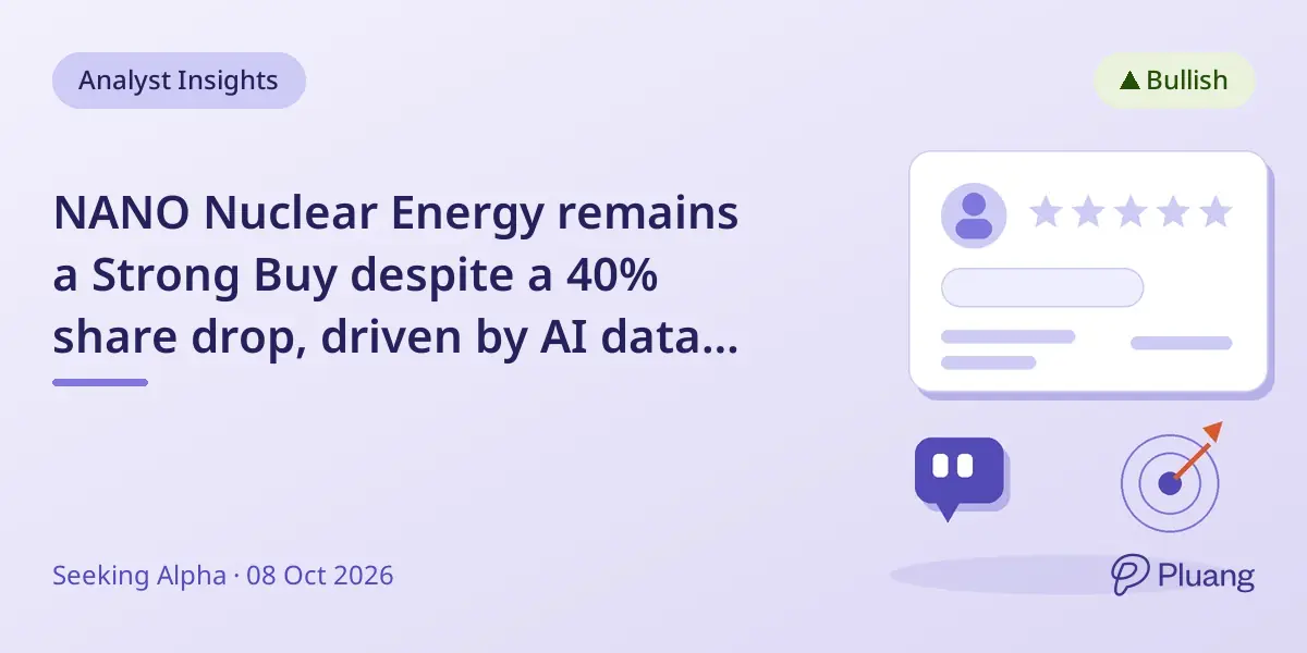 NANO Nuclear Energy remains a Strong Buy despite a 40% share drop, driven by AI data center power demand.