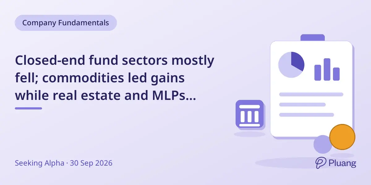 Closed-end fund sectors mostly fell; commodities led gains while real estate and MLPs lagged.