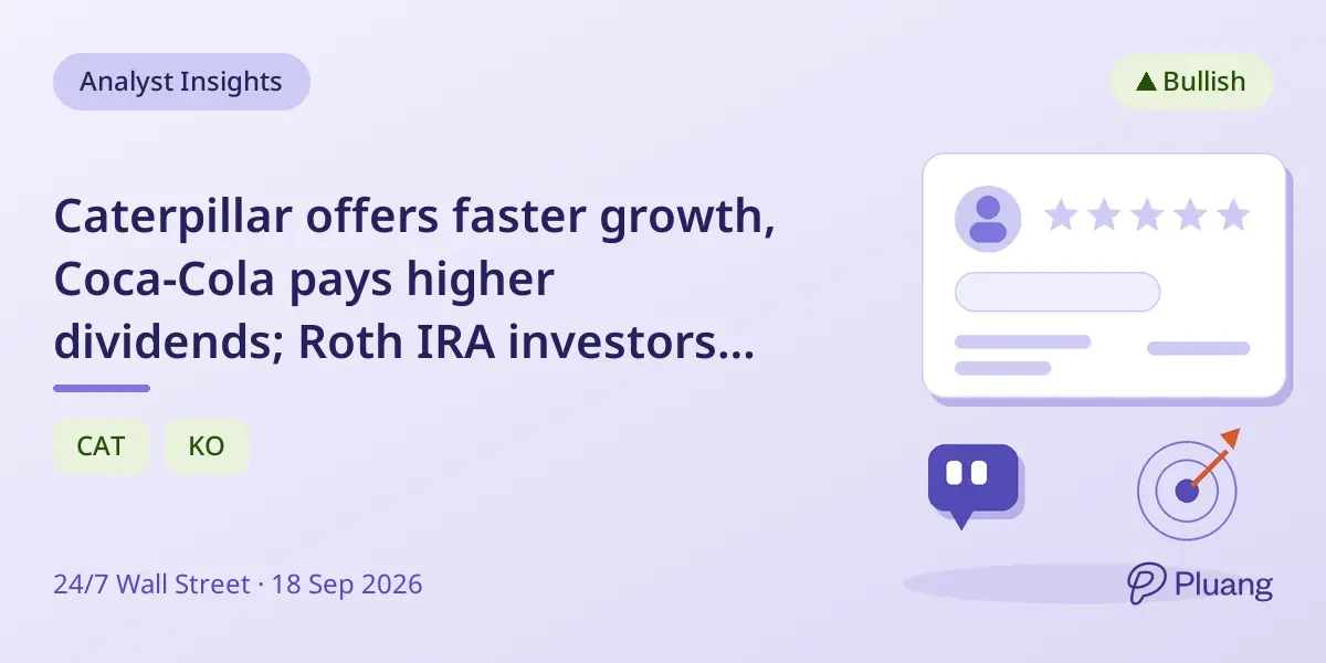 Caterpillar offers faster growth, Coca-Cola pays higher dividends; Roth IRA investors should prefer Caterpillar for long-term gains.