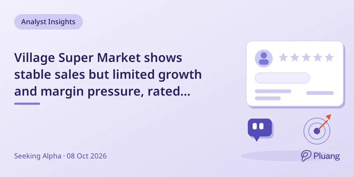 Village Super Market shows stable sales but limited growth and margin pressure, rated Hold at $43.80.