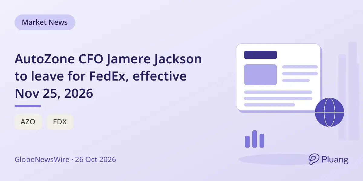 AutoZone CFO Jamere Jackson to leave for FedEx, effective Nov 25, 2026