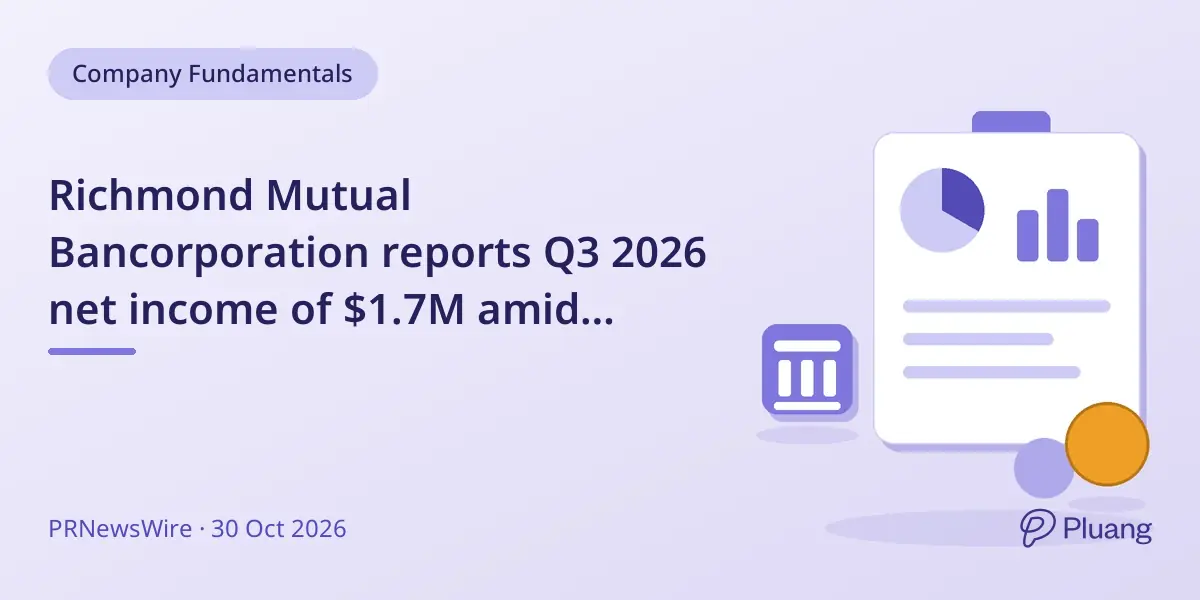 Richmond Mutual Bancorporation reports Q3 2026 net income of $1.7M amid merger-related costs and higher credit loss provisions.
