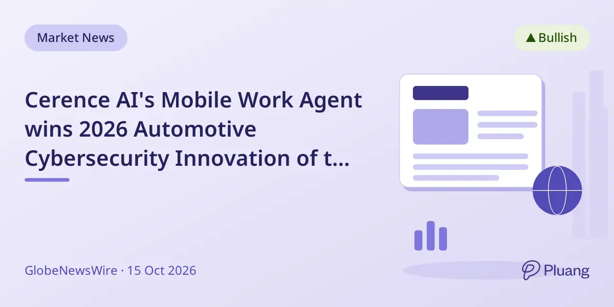 Cerence AI's Mobile Work Agent wins 2026 Automotive Cybersecurity Innovation of the Year for secure in-car Microsoft 365 access.