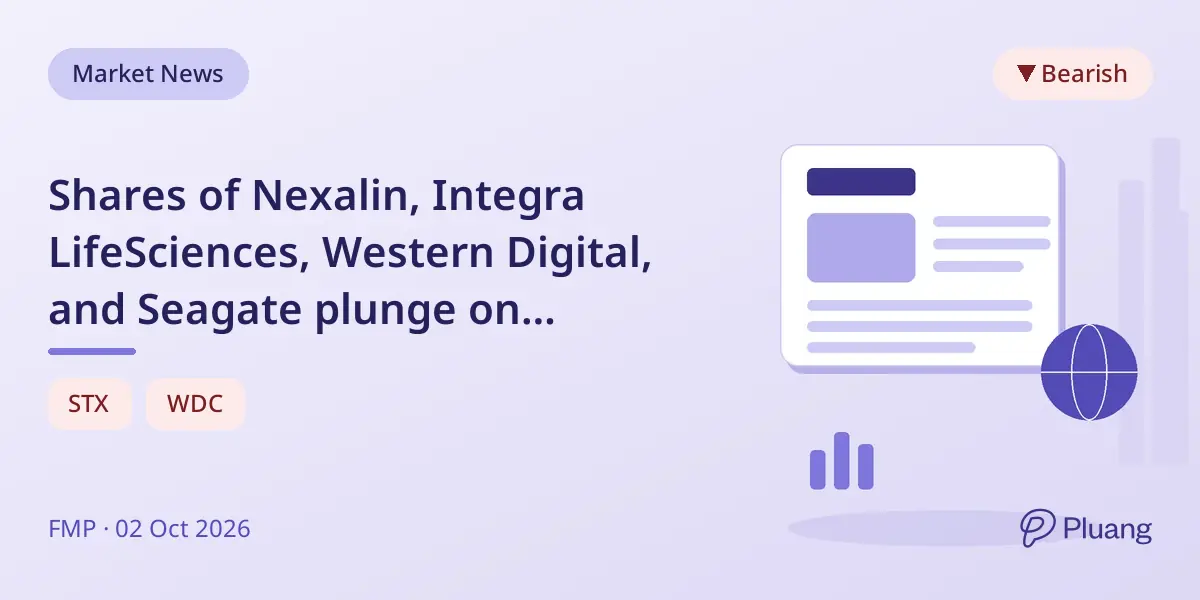 Shares of Nexalin, Integra LifeSciences, Western Digital, and Seagate plunge on operational and competition concerns.