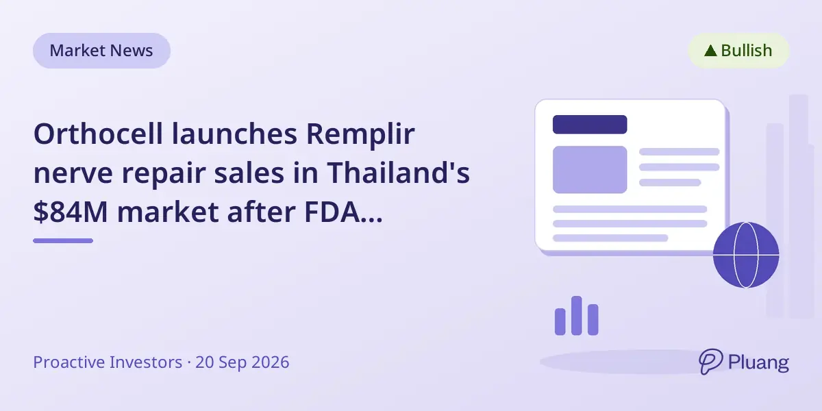 Orthocell launches Remplir nerve repair sales in Thailand's $84M market after FDA approval.