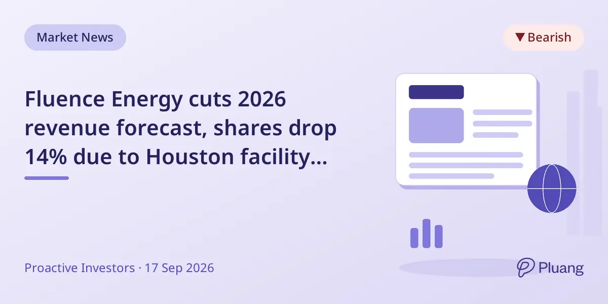 Fluence Energy cuts 2026 revenue forecast, shares drop 14% due to Houston facility delays