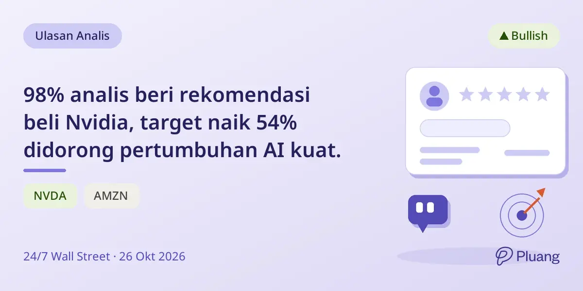 98% analis beri rekomendasi beli Nvidia, target naik 54% didorong pertumbuhan AI kuat.