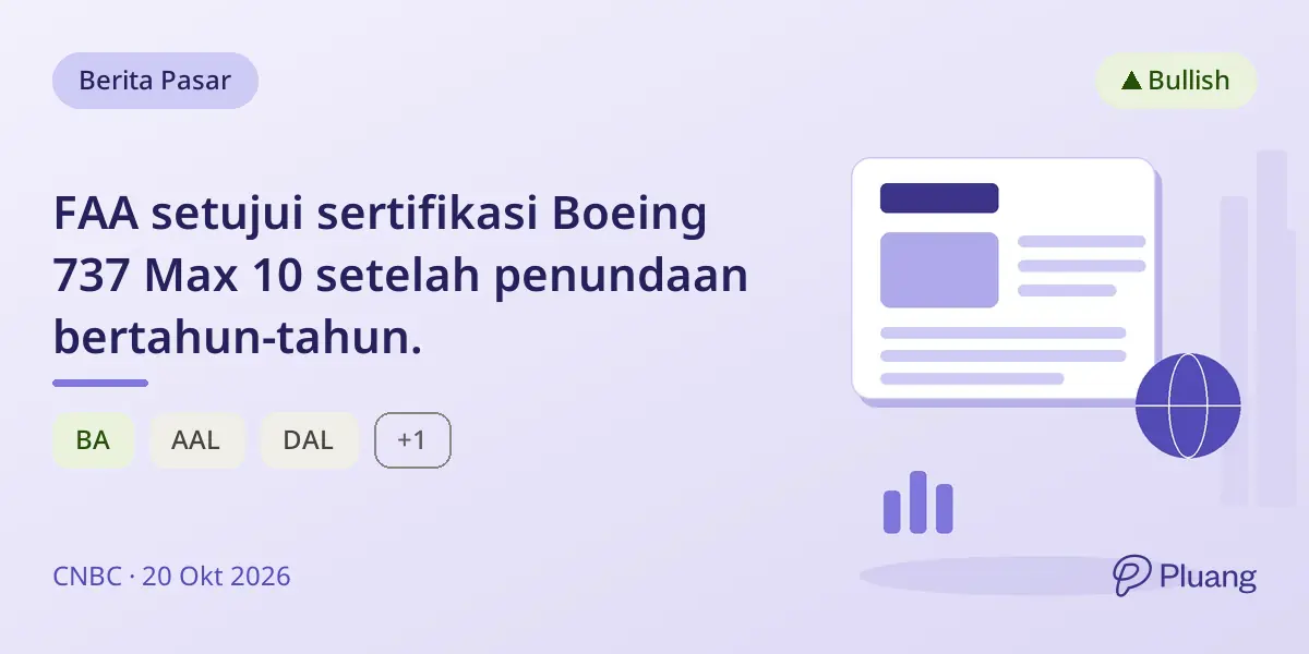 FAA setujui sertifikasi Boeing 737 Max 10 setelah penundaan bertahun-tahun.