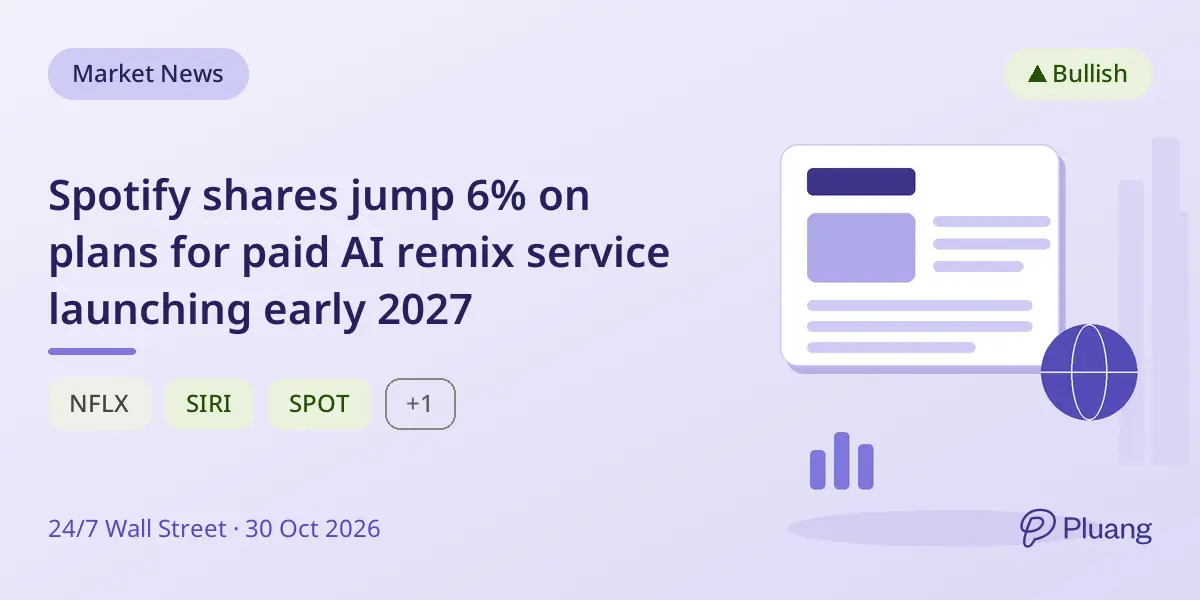 Spotify shares jump 6% on plans for paid AI remix service launching early 2027