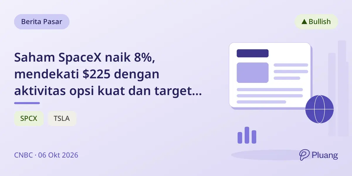 Saham SpaceX naik 8%, mendekati $225 dengan aktivitas opsi kuat dan target $300 dari Morgan Stanley.