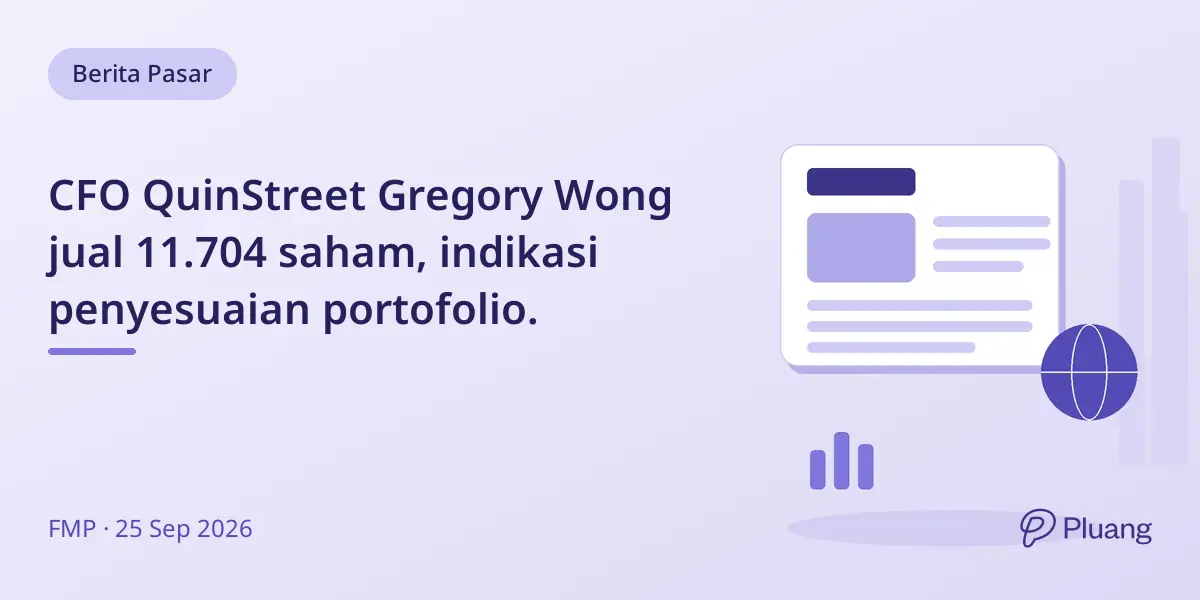 CFO QuinStreet Gregory Wong jual 11.704 saham, indikasi penyesuaian portofolio.