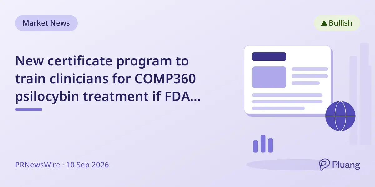 New certificate program to train clinicians for COMP360 psilocybin treatment if FDA approved