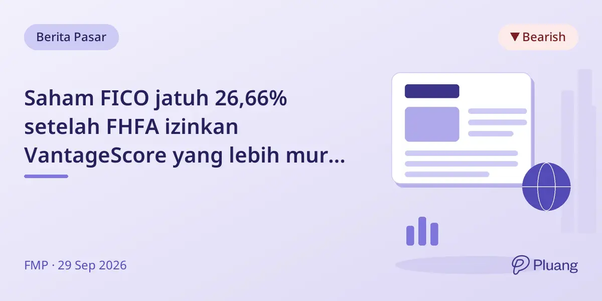 Saham FICO jatuh 26,66% setelah FHFA izinkan VantageScore yang lebih murah di pasar hipotek.