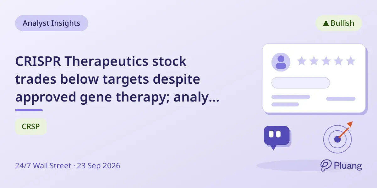 CRISPR Therapeutics stock trades below targets despite approved gene therapy; analyst sees 85% upside potential.
