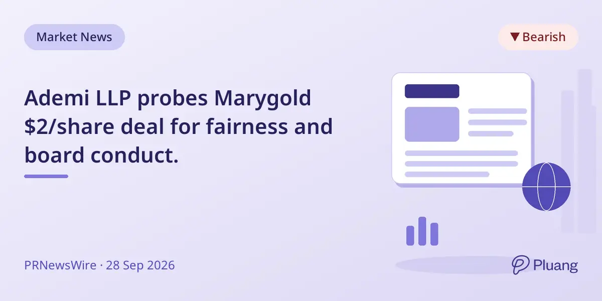 Ademi LLP probes Marygold $2/share deal for fairness and board conduct.