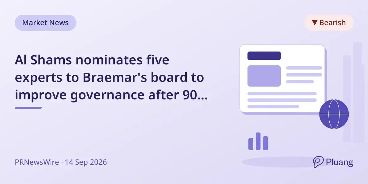 Al Shams nominates five experts to Braemar's board to improve governance after 90% stock decline.