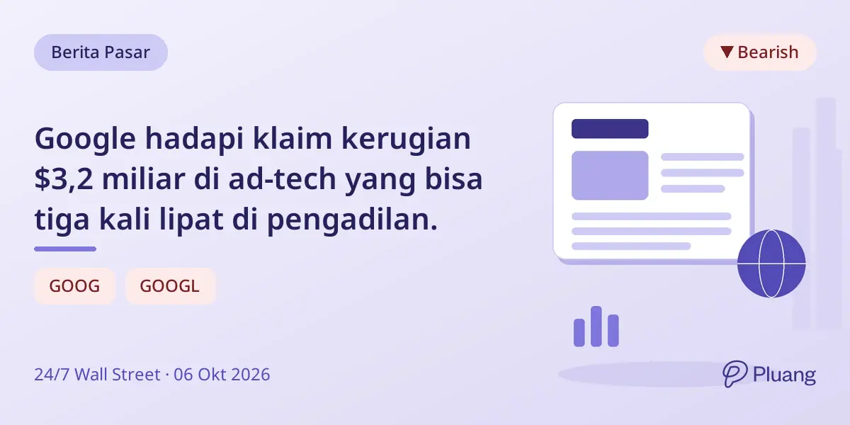 Google hadapi klaim kerugian $3,2 miliar di ad-tech yang bisa tiga kali lipat di pengadilan.