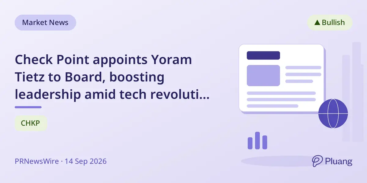 Check Point appoints Yoram Tietz to Board, boosting leadership amid tech revolution in cybersecurity.