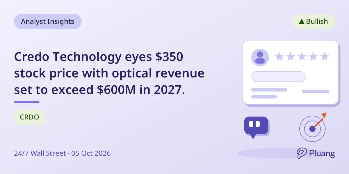Credo Technology eyes $350 stock price with optical revenue set to exceed $600M in 2027.