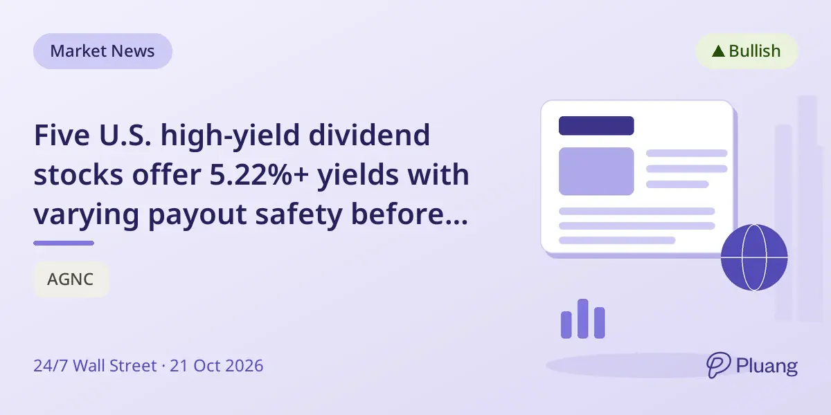 Five U.S. high-yield dividend stocks offer 5.22%+ yields with varying payout safety before November.