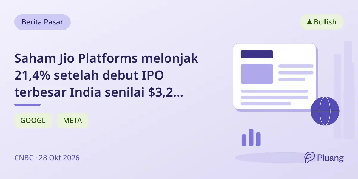 Saham Jio Platforms melonjak 21,4% setelah debut IPO terbesar India senilai $3,2 miliar