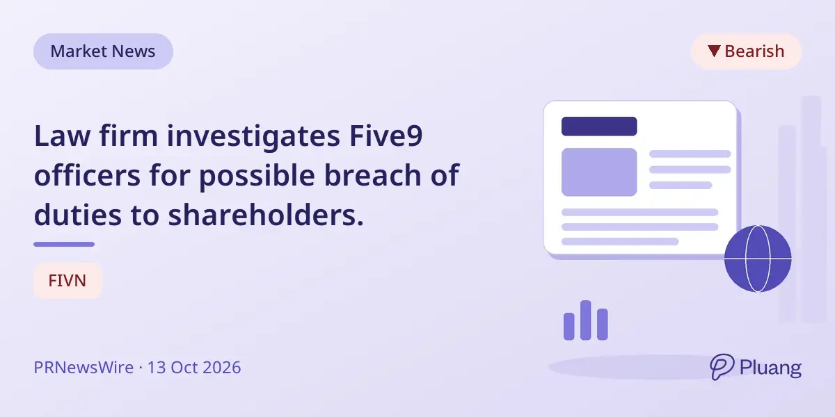 Law firm investigates Five9 officers for possible breach of duties to shareholders.