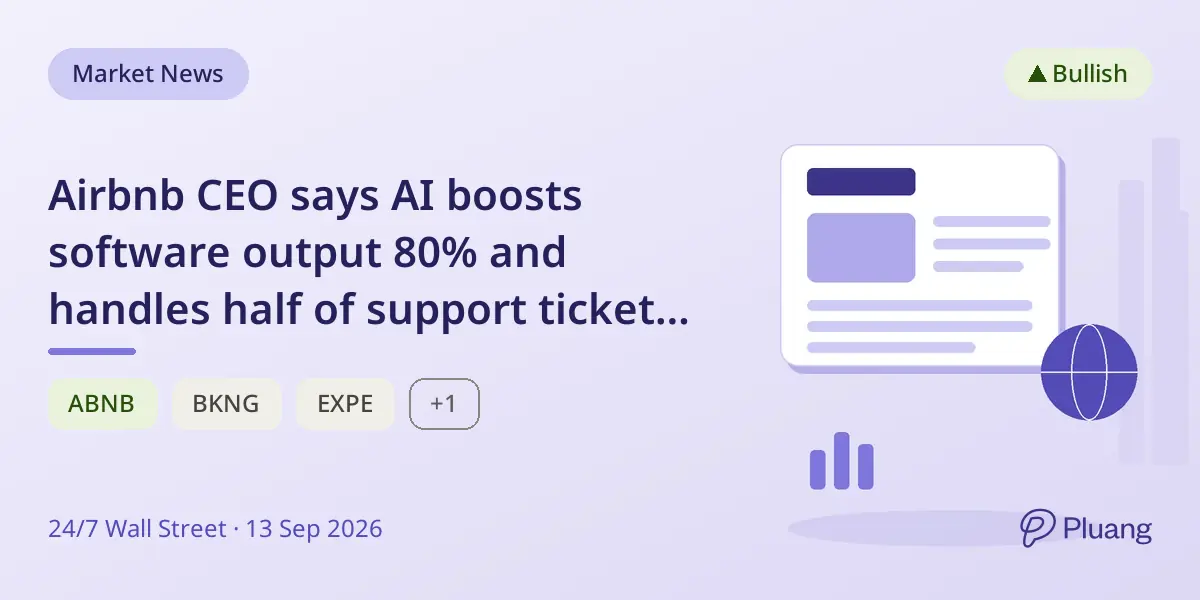 Airbnb CEO says AI boosts software output 80% and handles half of support tickets, driving strong Q2 growth.