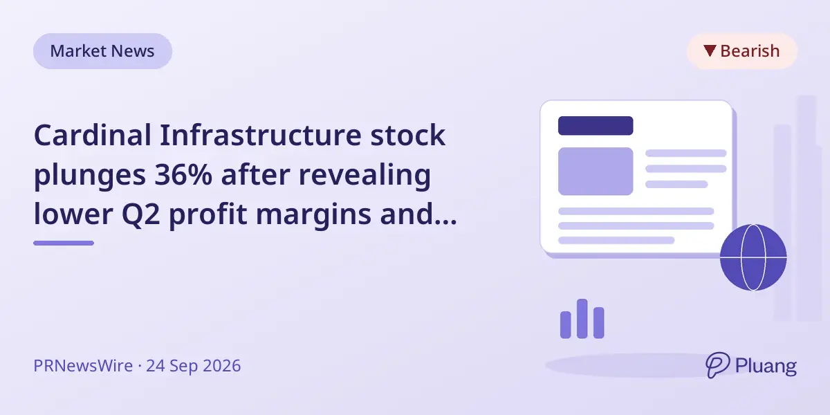 Cardinal Infrastructure stock plunges 36% after revealing lower Q2 profit margins and rising costs.