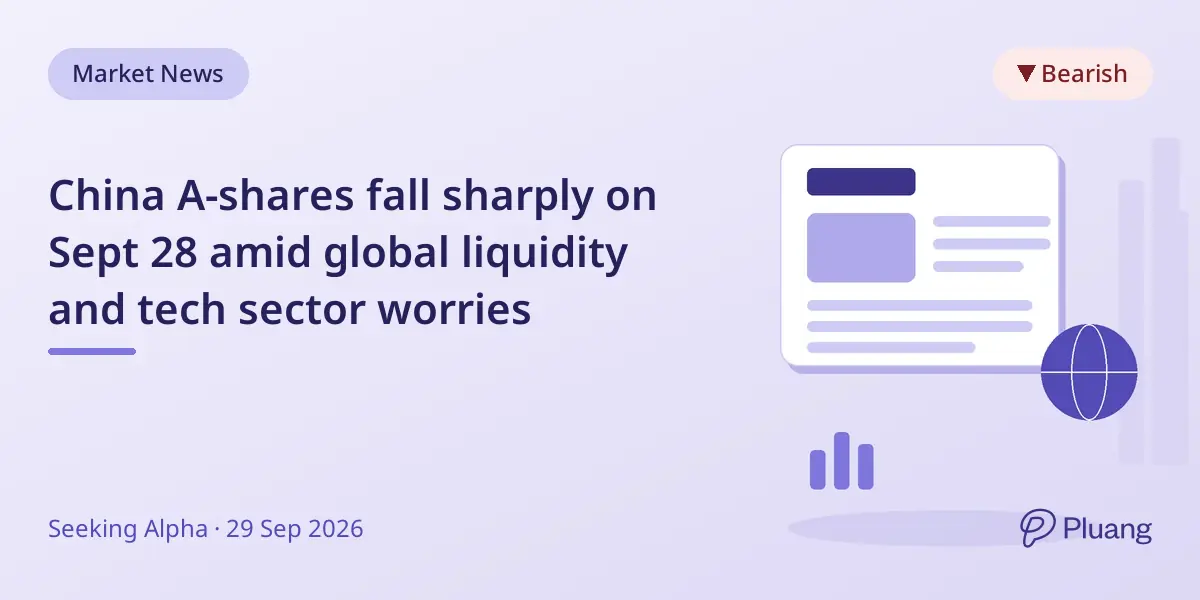China A-shares fall sharply on Sept 28 amid global liquidity and tech sector worries