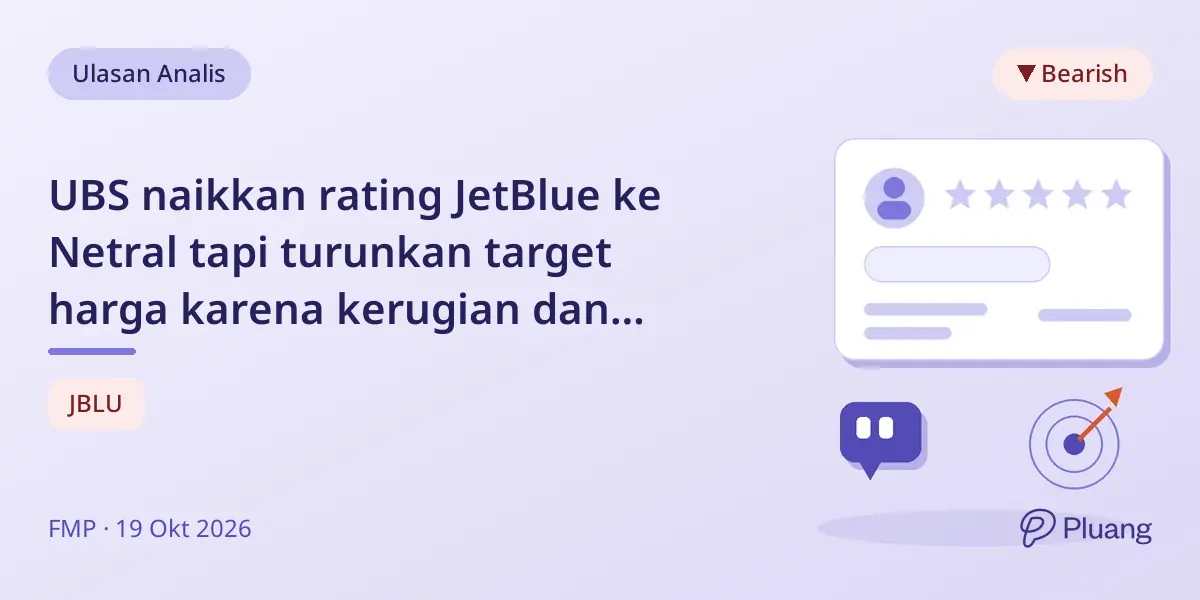 UBS naikkan rating JetBlue ke Netral tapi turunkan target harga karena kerugian dan biaya naik