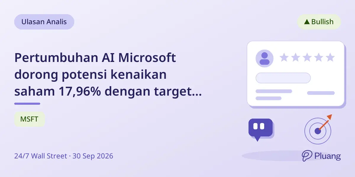 Pertumbuhan AI Microsoft dorong potensi kenaikan saham 17,96% dengan target harga $611 di tengah risiko capex.