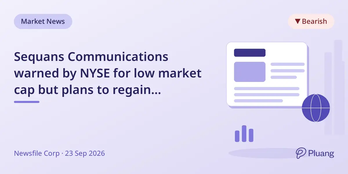 Sequans Communications warned by NYSE for low market cap but plans to regain compliance.