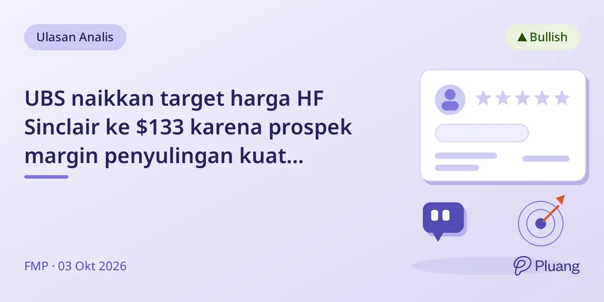 UBS naikkan target harga HF Sinclair ke $133 karena prospek margin penyulingan kuat hingga 2027