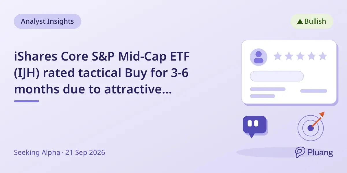 iShares Core S&P Mid-Cap ETF (IJH) rated tactical Buy for 3-6 months due to attractive valuation and sector exposure.