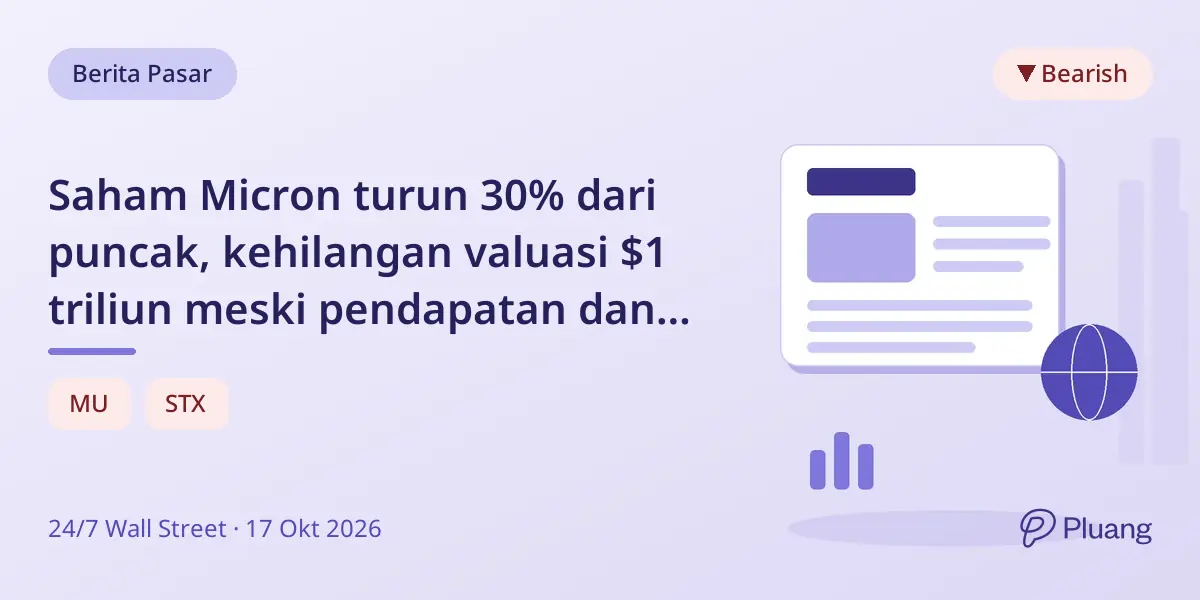 Saham Micron turun 30% dari puncak, kehilangan valuasi $1 triliun meski pendapatan dan permintaan AI kuat.
