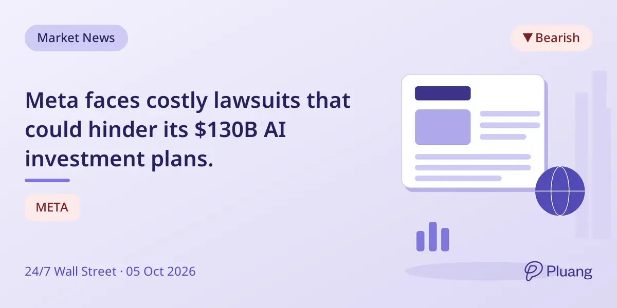 Meta faces costly lawsuits that could hinder its $130B AI investment plans.