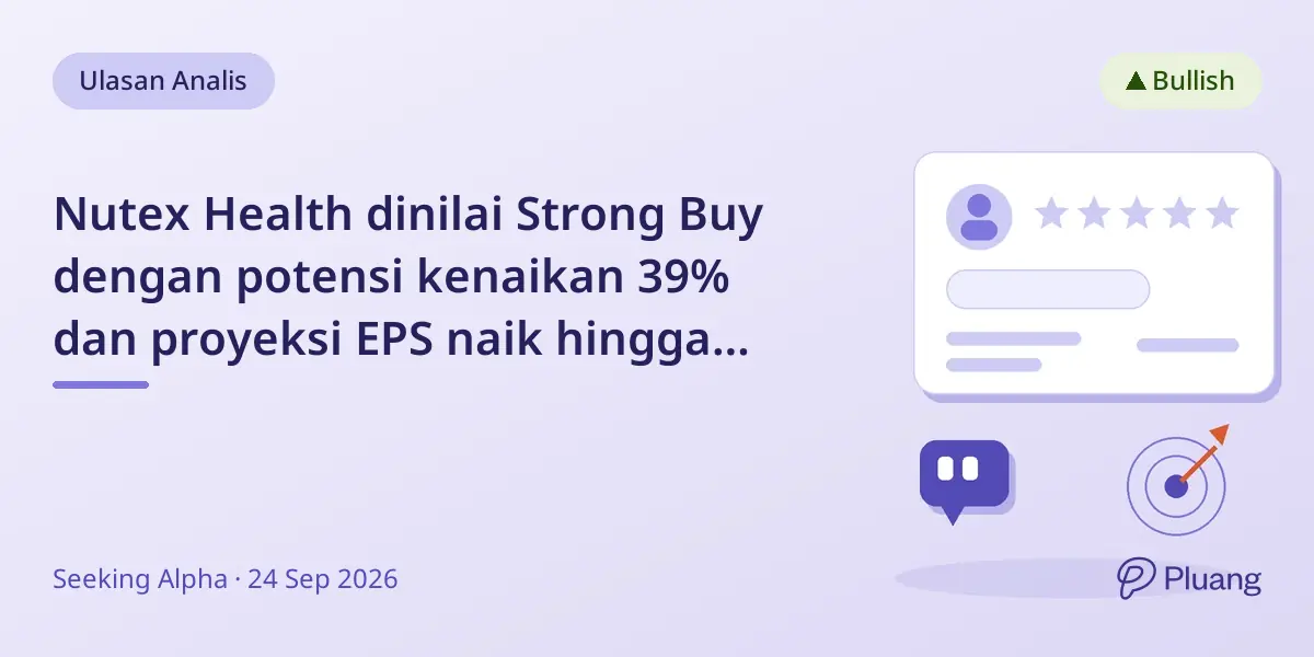 Nutex Health dinilai Strong Buy dengan potensi kenaikan 39% dan proyeksi EPS naik hingga 2027.