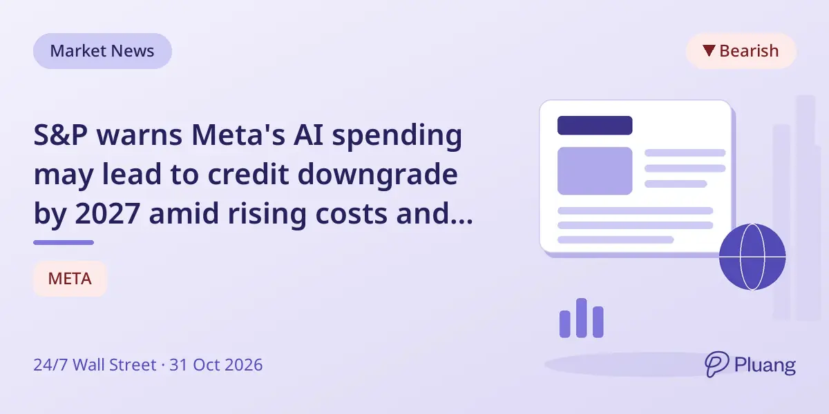 S&P warns Meta's AI spending may lead to credit downgrade by 2027 amid rising costs and uncertain revenue.