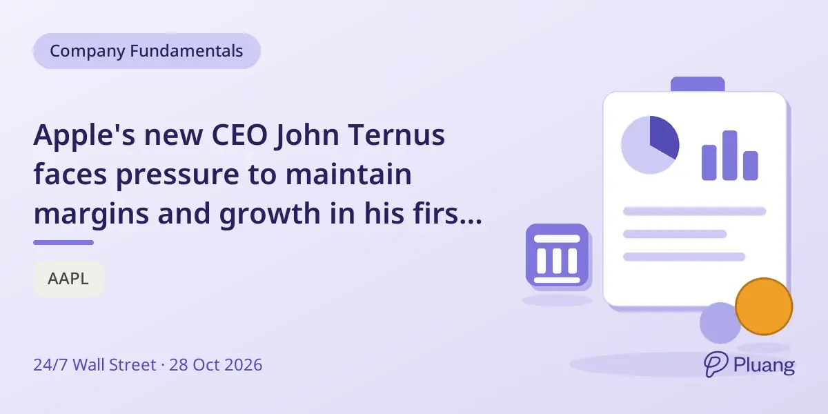 Apple's new CEO John Ternus faces pressure to maintain margins and growth in his first earnings call.