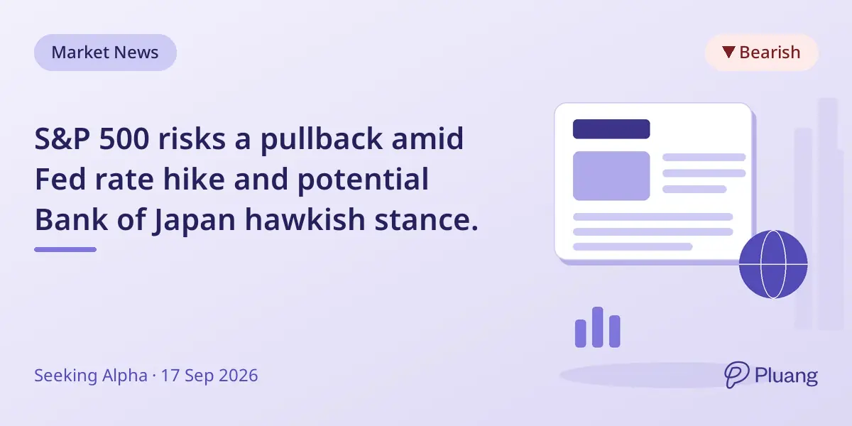 S&P 500 risks a pullback amid Fed rate hike and potential Bank of Japan hawkish stance.