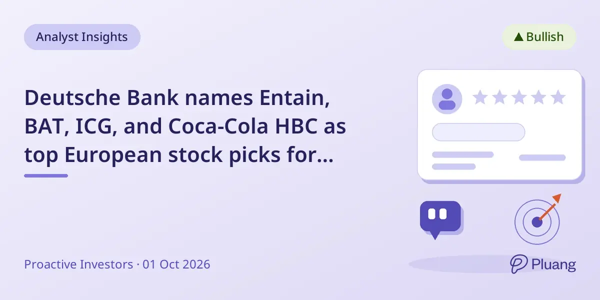 Deutsche Bank names Entain, BAT, ICG, and Coca-Cola HBC as top European stock picks for Q4 2026