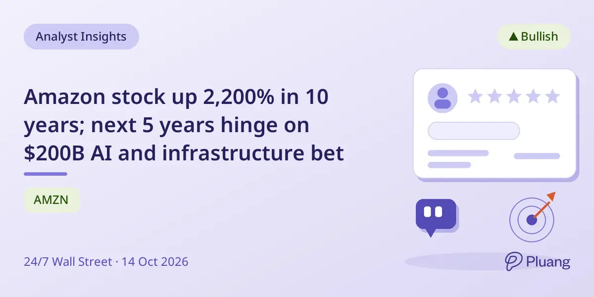 Amazon stock up 2,200% in 10 years; next 5 years hinge on $200B AI and infrastructure bet